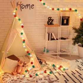 9.84 Ft Felt Ball Garland With Warm Light String