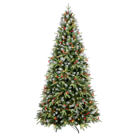 Artificial 7ft Green LED-lit Christmas Tree With 2178PE PVC Mixed Branch Tips