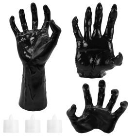 3Pcs Creepy Reaching Hands With Lighted Candles Wall Mounted Halloween Decoration Witch Devil Hand Aesthetic Goth Gothic Life Sized Horror Hands Hangi