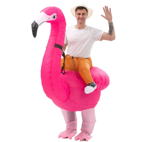 Inflatable Flamingo Costume Women Fancy Dress Air Blow Up Party Dress Christmas Carry Halloween Cosplay Gift, Adult, Rose, Free Size-Only Supports Sel