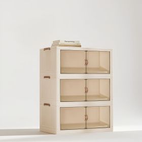 120QT White 3-Tier Stackable Folding Storage Bin with Lid & Door - Open Front Organizer for Bedroom Clothes