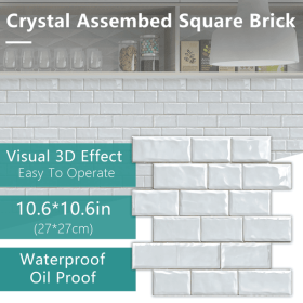 12 Pcs Peel And Stick Wall Tiles Backsplash For Kitchen Bathroom Wall Water Resistant Oil-Proof Self-Adhesive Wall Stickers Easy DIY Home Renovat