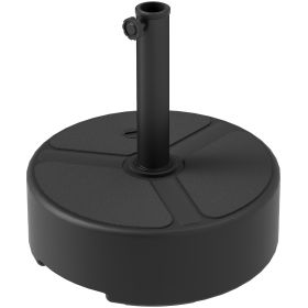 Round Patio Umbrella Base Holder, Heavy Duty Outdoor Umbrella Stand Base, Filled Up To 44lbs With Stand Or 40lbs With Water For Garden, Poolside, Blac