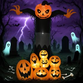 9ft Halloween Inflatables Outdoor Decorations, Pumpkin Ghost With Pumpkin Patch, Outdoor Giant Blow Up Yard Decor With Build-in LED For Garden, Lawn,
