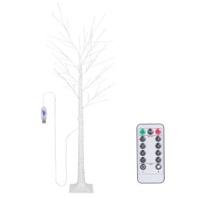 4FT-6FT Options -- 1Pc Lighted Birch Tree Artificial White Birch Twig Tree With 8 Warm White Lighting Modes For Wedding Party Christmas Holiday F (Option: 4FT)