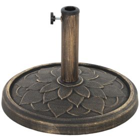 Round Patio Umbrella Base, 26 Lbs Resin Umbrella Stand Base, Heavy Duty Patio Umbrella Holder For 1.31.51.9 Umbrella Poles For Outdoor, Lawn, Poolside (Option: Bronze)