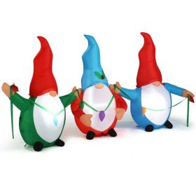 6.6 FT Lighted Christmas Inflatable Decoration, Inflatable Three Christmas Gnomes Elves, Funny Blow Up Yard Decorations With Built-in LED Lights For H (Option: Default title)