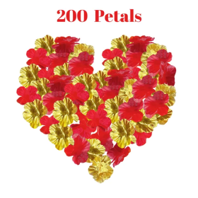 200 Pcs Artificial Silk Rose Petals For Graduation Black Green Red Purple Blue Golden Mix Color Fake Flowers Petals For Graduation Ceremony Wedding Pa (Color: Red)