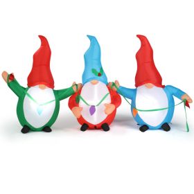 6.6 FT Lighted Christmas Inflatable Decoration, Inflatable Three Christmas Gnomes Elves, Funny Blow Up Yard Decorations With Built-in LED Lights For H (Option: Inflatable three Christmas gno)