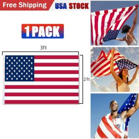 2 X 3 FT American Flag US USA National Double Sided Polyester Brass Grommets 60x90cm Flag (Option: 1PC)