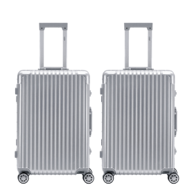 Highly durable travel suitcases check in luggage cabin baggage abs hard shell carry on premium suitcases (Color: Silver, size: Medium 26'' x 2)