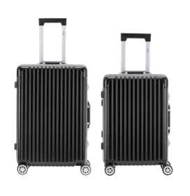 Highly durable travel suitcases check in luggage cabin baggage abs hard shell carry on premium suitcases (Color: Black, size: Cabin + medium 26)