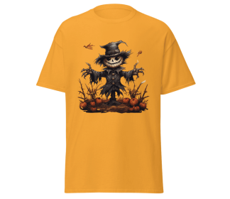 Halloween scarecrow fashion orange t-shirt merchyprint, size Medium (Color: Yellow, size: M)
