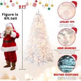 Prelit 5.6.7.8.9ft PVC Flocked Tree  Memory Wire (Option: 9foot PVC plush tree)